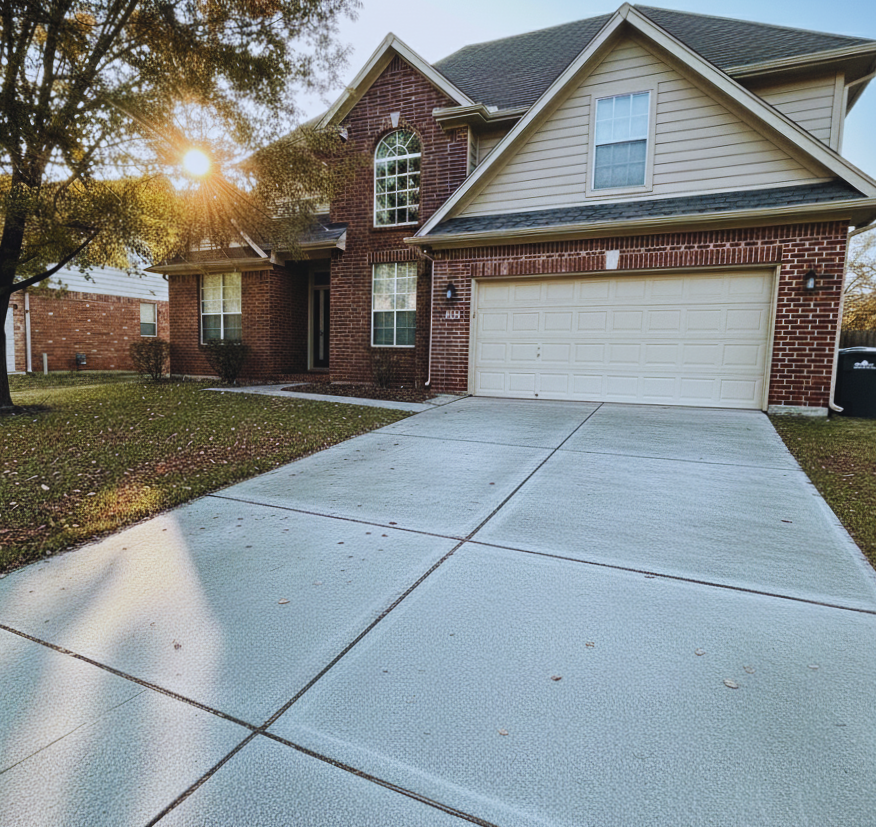 Clean driveway after pressure washing